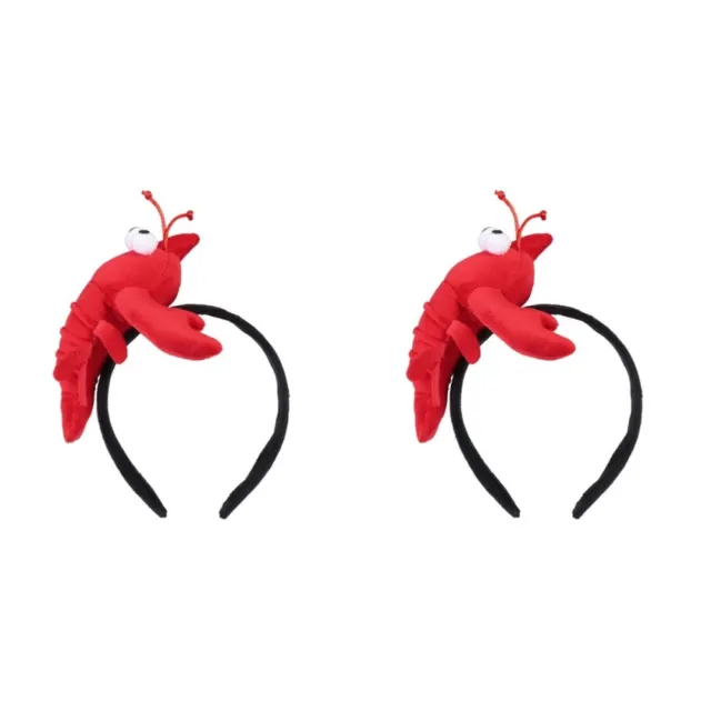 2 Pc Christmas Party Headbands Lobster Headwear Plush Animals Paw