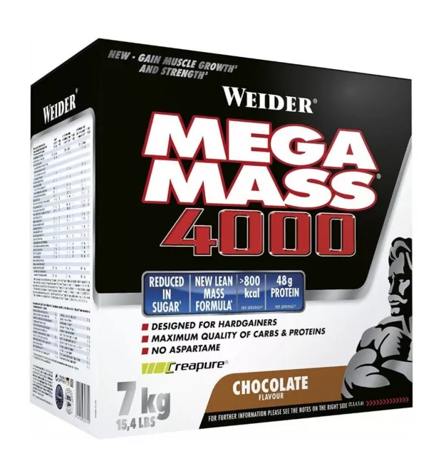 Weider Mega Mass 4000 15,13€/kg 7kg Kohlenhydrate Protein Mass Gainer Creapure