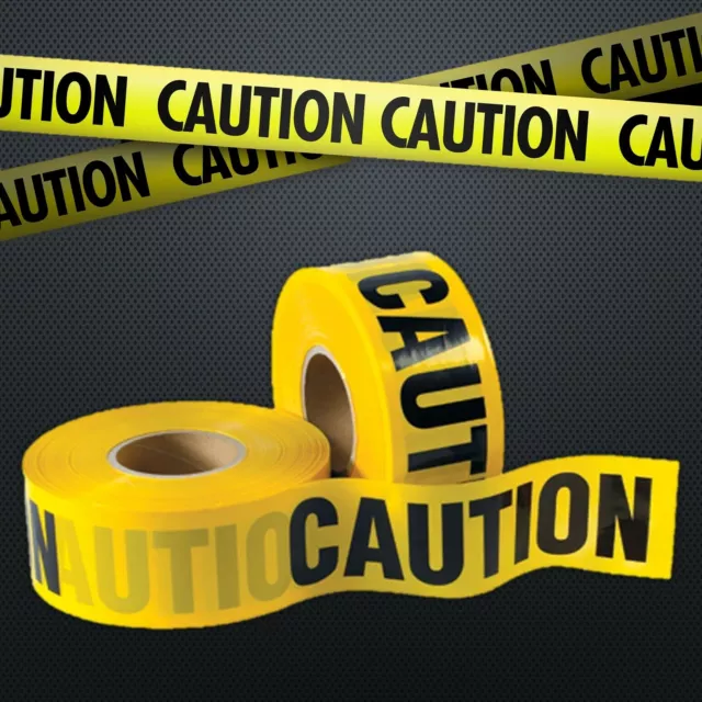 50M Caution Tape Yellow Pvc Roll Self Adhesive Hazard Safety Warning Tape