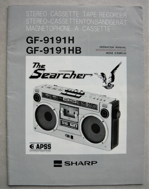 MANUEL ORIGINAL SHARP GF 9191 HB Stéréo Radio Tape K7 Recorder.