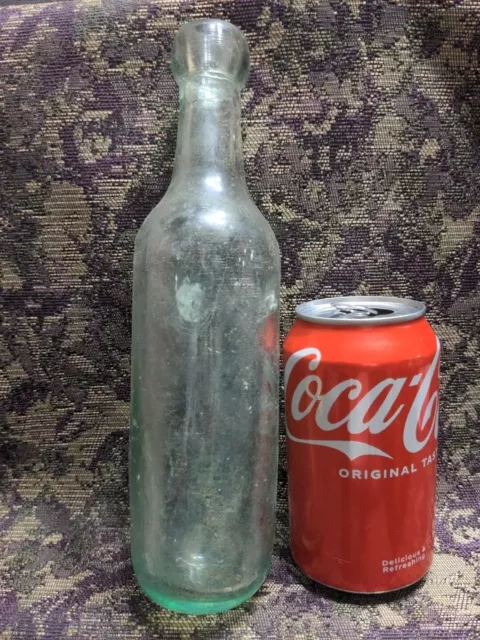 Antique Rare Torpedo Bottle pre 1900 Hand Made American USA Greenish Clear Glass