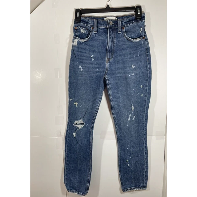 Abercrombie & Fitch Distressed High Rise Mom Jeans 24/00R