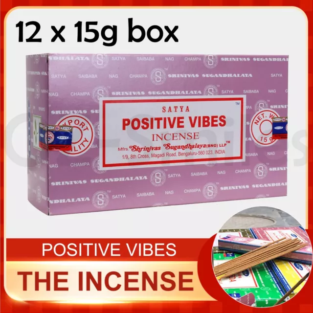 12 X 15g FRESH SATYA SAI BABA - POSITIVE VIBES INCENSE STICKS NAG CHAMPA