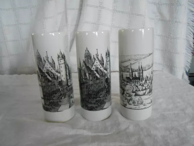 Royal Porzellan Bavaria KM & KPM West Germany vase, cups set of three cities 2