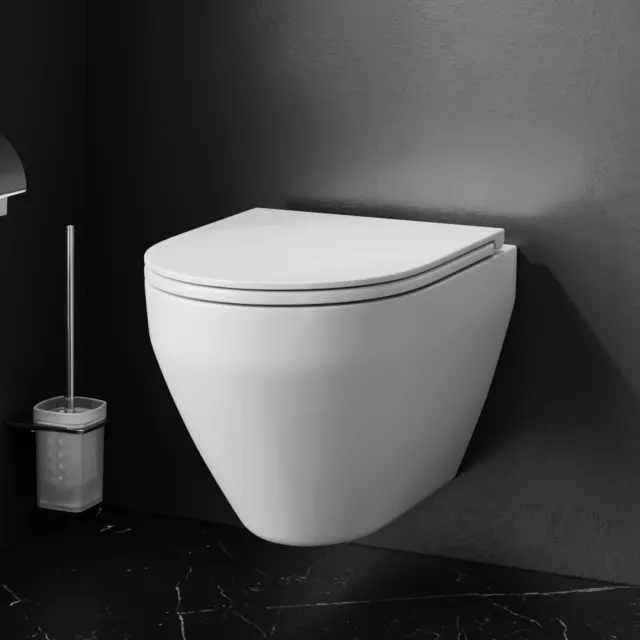 Design Hänge WC Spülrandlos Toilette abnehmbarer WC Sitz mit Softclose AM.PM