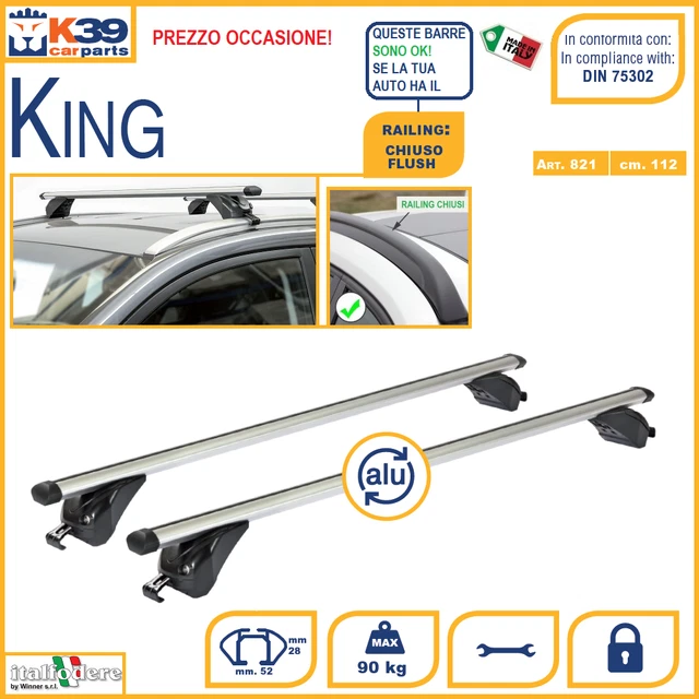 Barre Portatutto Tetto FARAD Per Fiat Panda 2003-2012 - Acciaio Ovali, Lunghe 120 Cm, Portata 75 Kg, Omologate TÜV