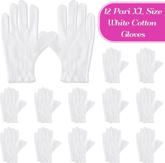 12 Pairs XL White Cotton Gloves for Dry Hand Moisturizing Cosmetic Eczema Hand S