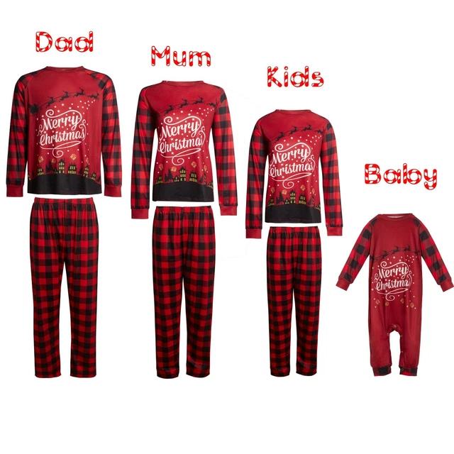 Christmas Pyjamas Family Matching Kids Xmas Party Pjs Set Nightwear Gifts Suit