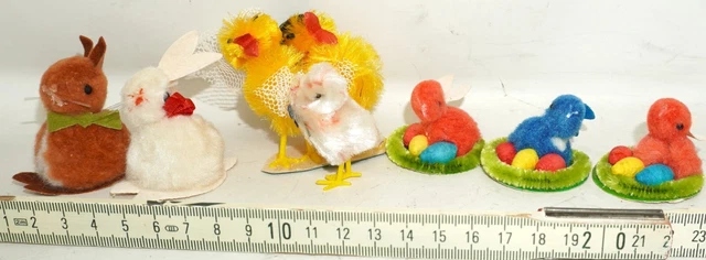 Osterschmuck Osterhase Küken Osterdekoration Pappe Pappmachè Erzgebirge ALT /P9