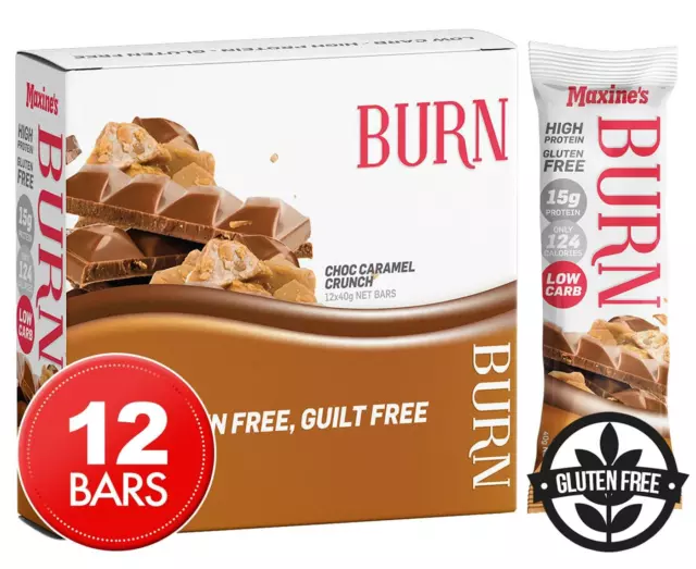 Maxine's Burn Protein Bar 12 Packs Gluten free Low in Carb Women's Fat Loss