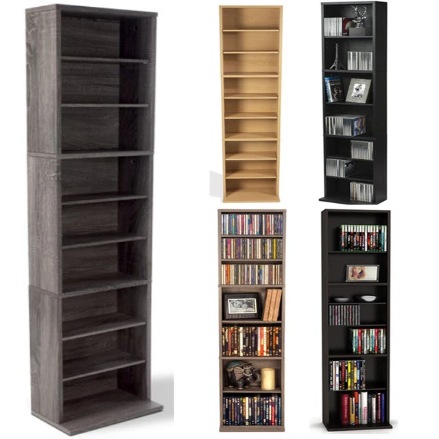 Adjustable Media Tower Rack Storage CD DVD Shelf Cabinet Organizer Stand Holder