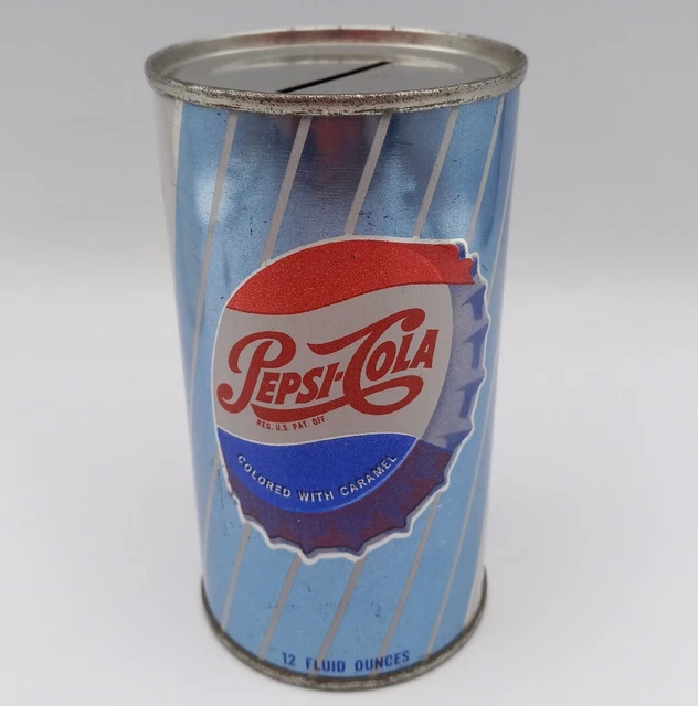 VINTAGE PEPSI COLA Bottle Cap Logo Can Coin Bank Soda Advertising