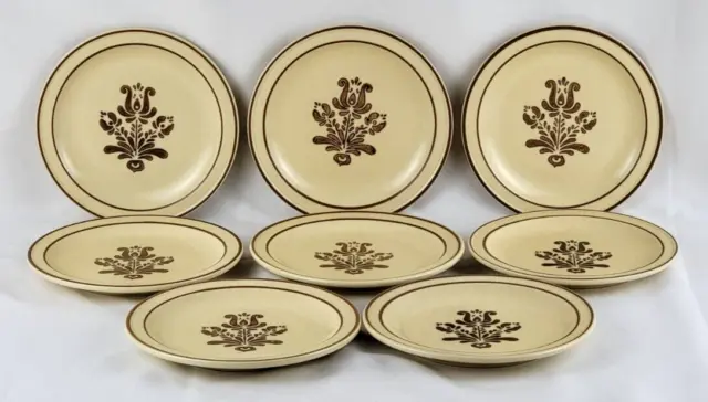 Pfaltzgraff Village Set of 8 Salad or Dessert Plates 7" Brown USA