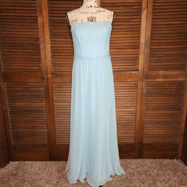 Lauren Ralph Lauren Evening Capri Baby Blue Strapless Gown Size 8 Lace Bodice