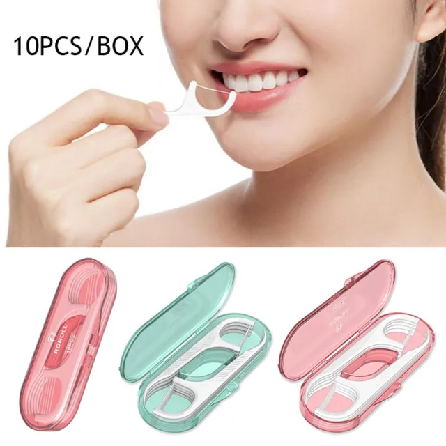 Caja de hilo dental Stick almacenamiento cuidado bucal 10 piezas limpio mini portátil Sanit