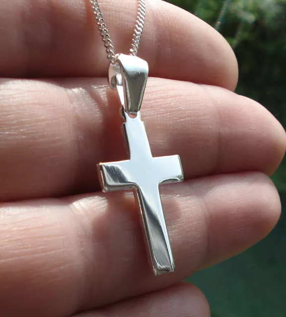 Solid 925 Sterling Silver Plain Cross Crucifix Pendant 29 mm x 17 mm Jewellery