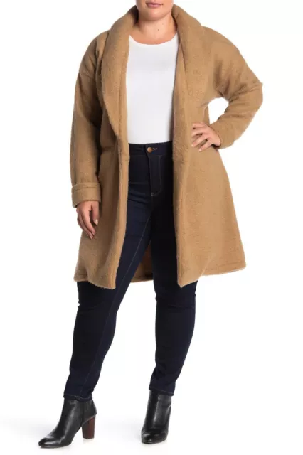 Bobeau Shawl Collar Boucle Coat Jacket Plus Size 1X Camel NWT $79.97 2