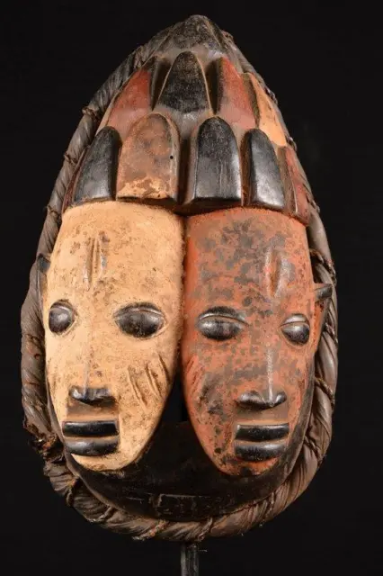 20822 An Authentic African Yoruba Double-Head Mask Nigeria