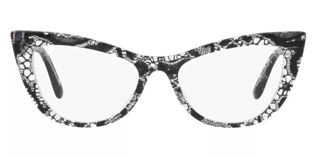Dolce & Gabbana DG3354 Eyeglasses Black Lace Cat Eye 54mm New 100% Authentic