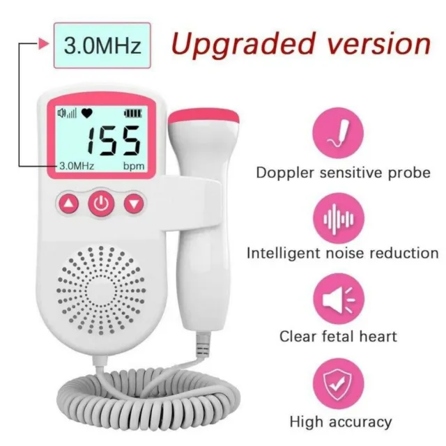 LCD Pränataler Doppler Baby Ultraschalldetektor Fetal Rate Heartbeat Monitor DE