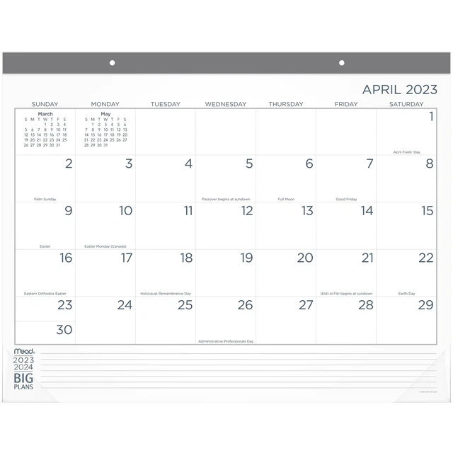 MEAD BIG PLANS Academic 20232024 Monthly Desk Pad Calendar Standard 21