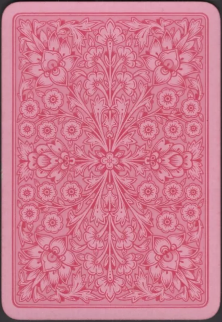 Playing Cards Single Card Old 1890s Antique Wide  PINK + RED FLOWERS Art Picture