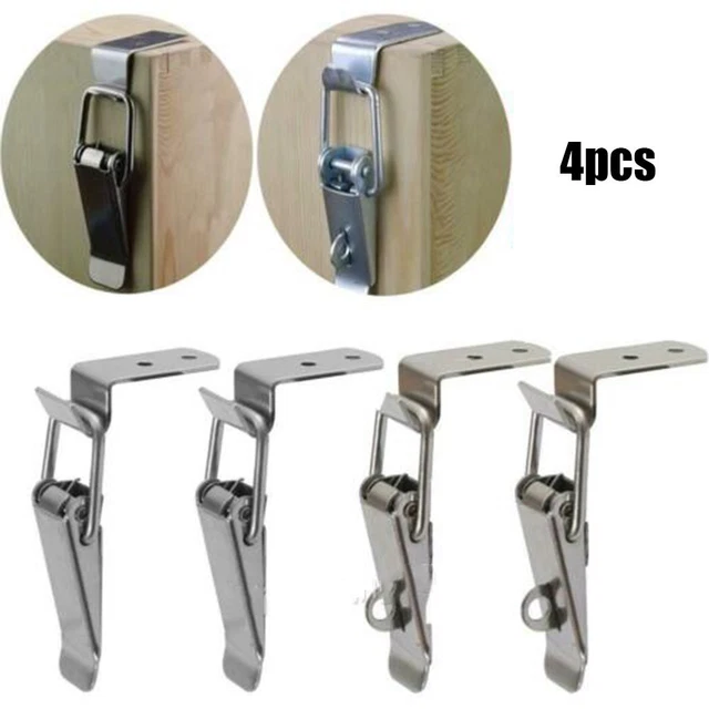 4x 90 Degree Stainless Steel Spring Loaded Draw Toggle Latch Clamp Clips-Set