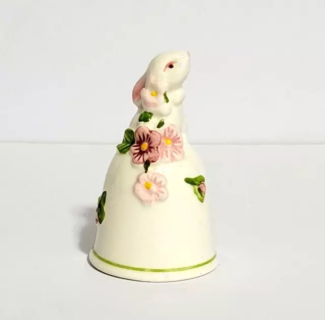 Vintage Avon Bunny Rabbit with Flowers Ceramic Bell ~ Spring/Easter 1984 ~ EUC!