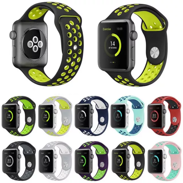 For Apple watch Band Series 9 8 7 SE 6 5 4 Sport Silicone iWatch Strap Wristband