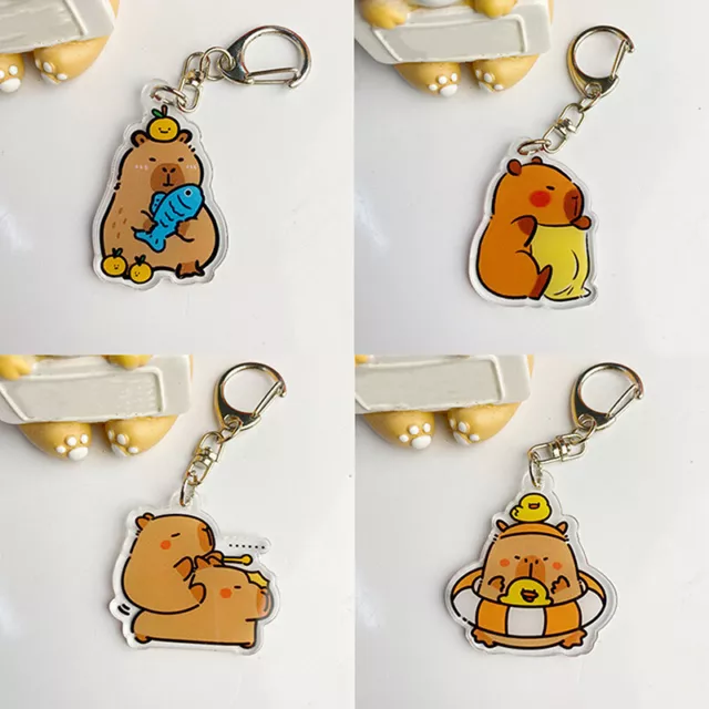1Pc Capybara Acrylic Keychain Pendant Backpack Car Bag Key Ring Decor Kid GiYB