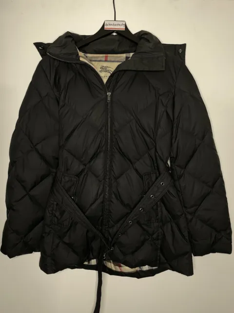 Burberry London Down Jacket Puffer Coat Hooded Nova Check Womens Small