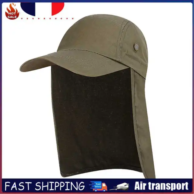 Unisex Fish Hat Sun Visor Cap Sun Protect with Ear Neck Cover (Army Green)