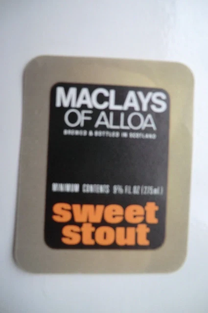 MINT MACLAYS ALLOA SWEET STOUT 9 2/3 fl oz BREWERY BEER BOTTLE LABEL T4