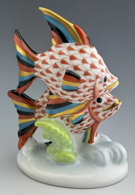🦋 BRAND NEW HEREND Tropical FISH Pair Rust Fishnet Figurine ($600 Retail)