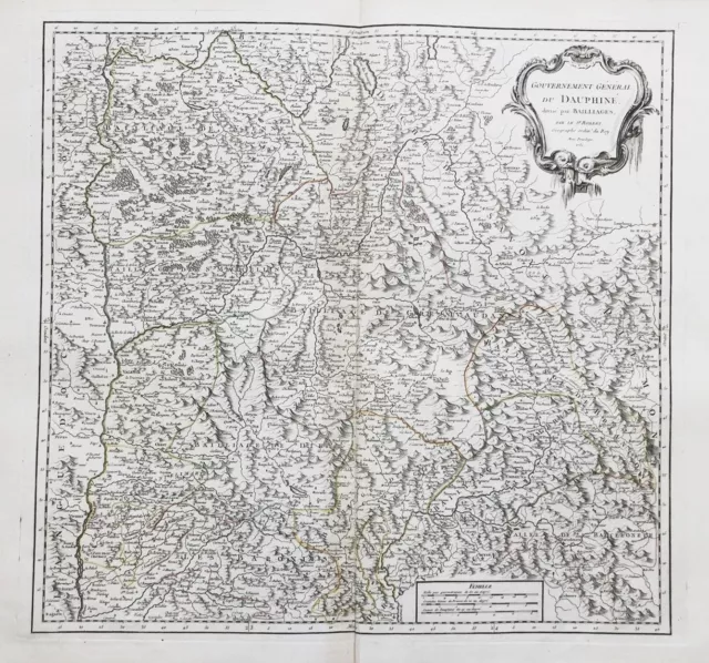 Dauphiné Grenoble Valence Gap Vienne carte Karte map Vaugondy 1751