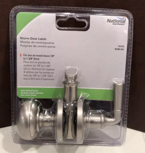 National Hardware N100-044 Satin Nickel Zinc Screen Storm Door Latch NOS