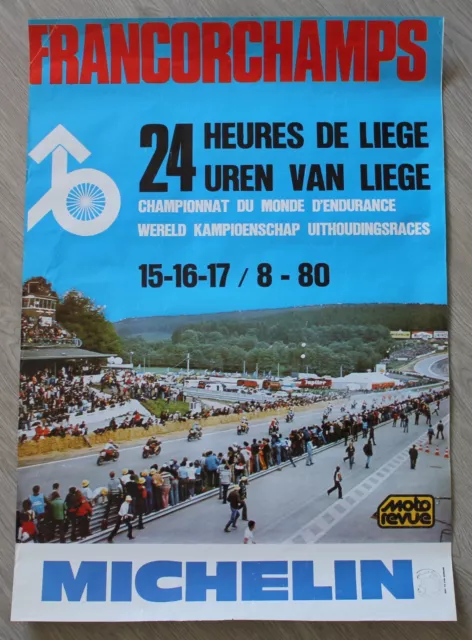 Affiche Poster 24 heures de Liège 1980 Francorchamps 15 16 17 / 8-80 MOTO