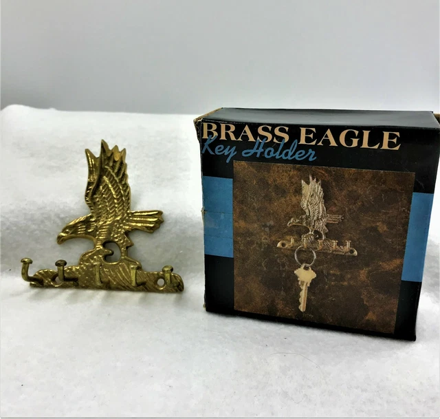 Vintage Solid Brass Eagle Key Holder Wall Mount 5 Hooks With Box ~ India