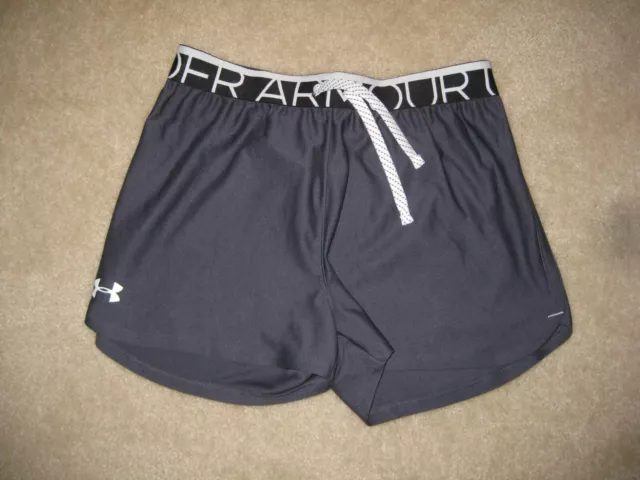 Under Armour Girls' HeatGear Loose Fit Athletic Shorts ~ Gray ~ Size YL ~ EUC