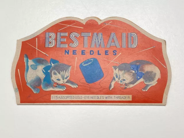 Vintage Sewing Needle Packet Best Maid Kitten and Thread Cover, Never Used, NOS