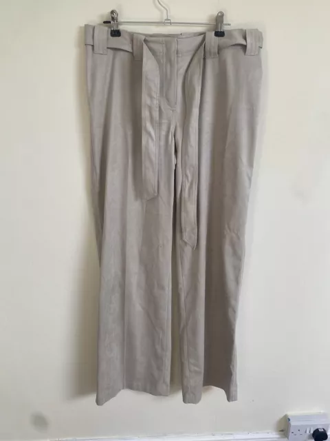 Pantaloni vintage Next anni '90 beige pietra finta pelle scamosciata gamba larga con cintura taglia 10