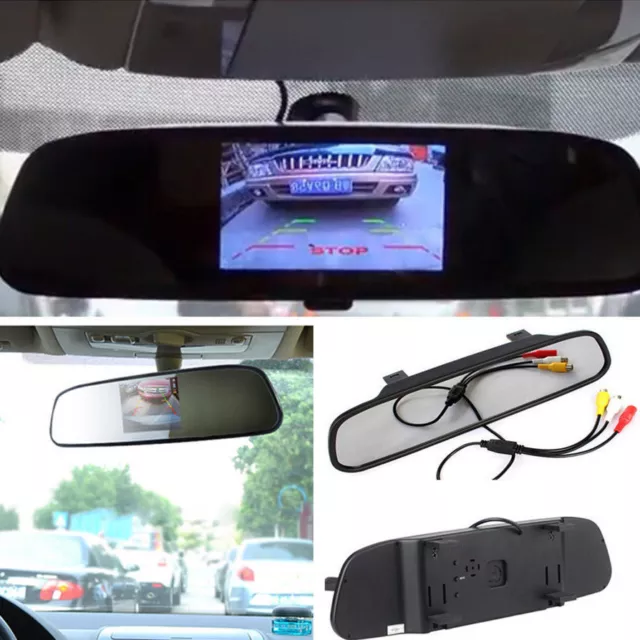 Car SUV Parking Reverse Rearview Mirror 4.3" Color LCD Display Screen Monitor