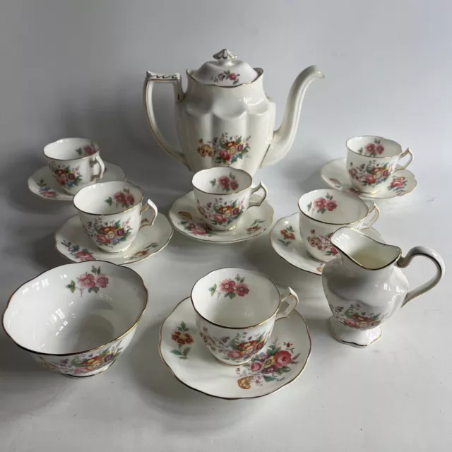 Vintage China Coffee 6 Set Tea Cups & Saucers - Crescent China Teapot Milk Sugar