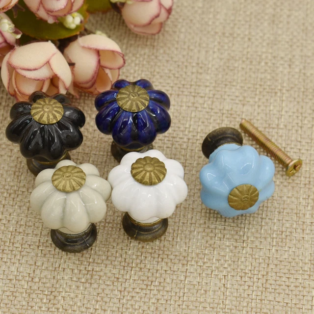 Small Pumpkin Ceramic Cabinet Knob Cupboard Door Handle Drawer Locker 25mm