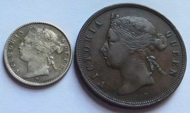 1877-H Mauritius 20 Cents + 5 Cents XF, Better Grade Victoria coins