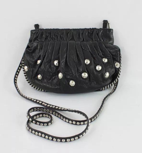 Diane Von Furstenberg Women's Black Studded Convertible Shoulder Bag Clutch