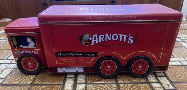 Arnott's Biscuits Tin Red Truck Shape A-141 Vintage Mcm Empty Red