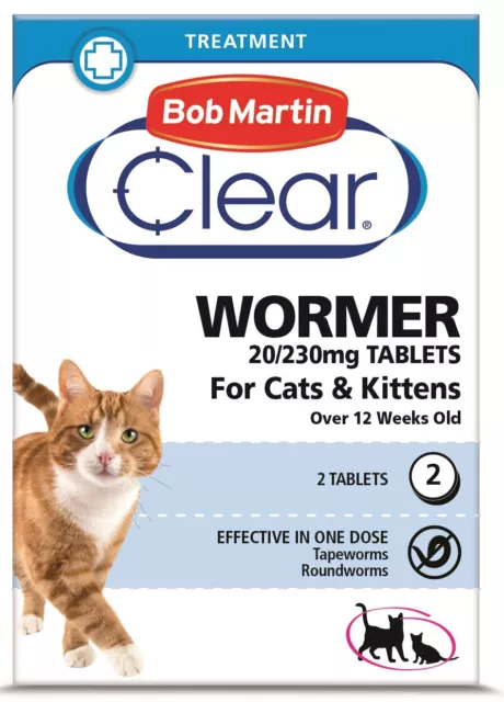Bob Martin Clear | Cat Wormer Tablets for Cats & Kittens (20/230mg Tablets)