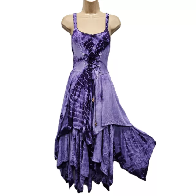 Tie Dye Maxi Corset Dress Pixie Hem Purple Lilac One Size 8 10 12 14 16 18 20 22
