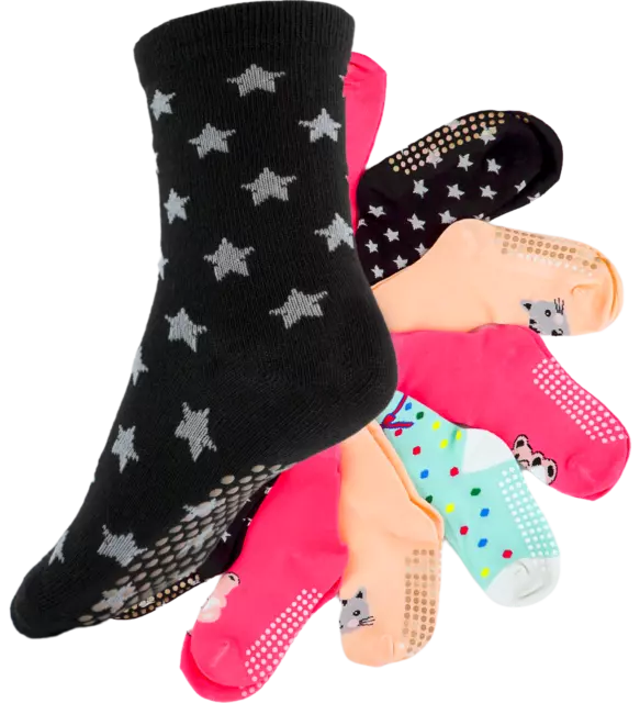 12 Paar rutschfeste Kinder ABS Noppen Socken mit Anti-Rutsch Stopper für Mädchen